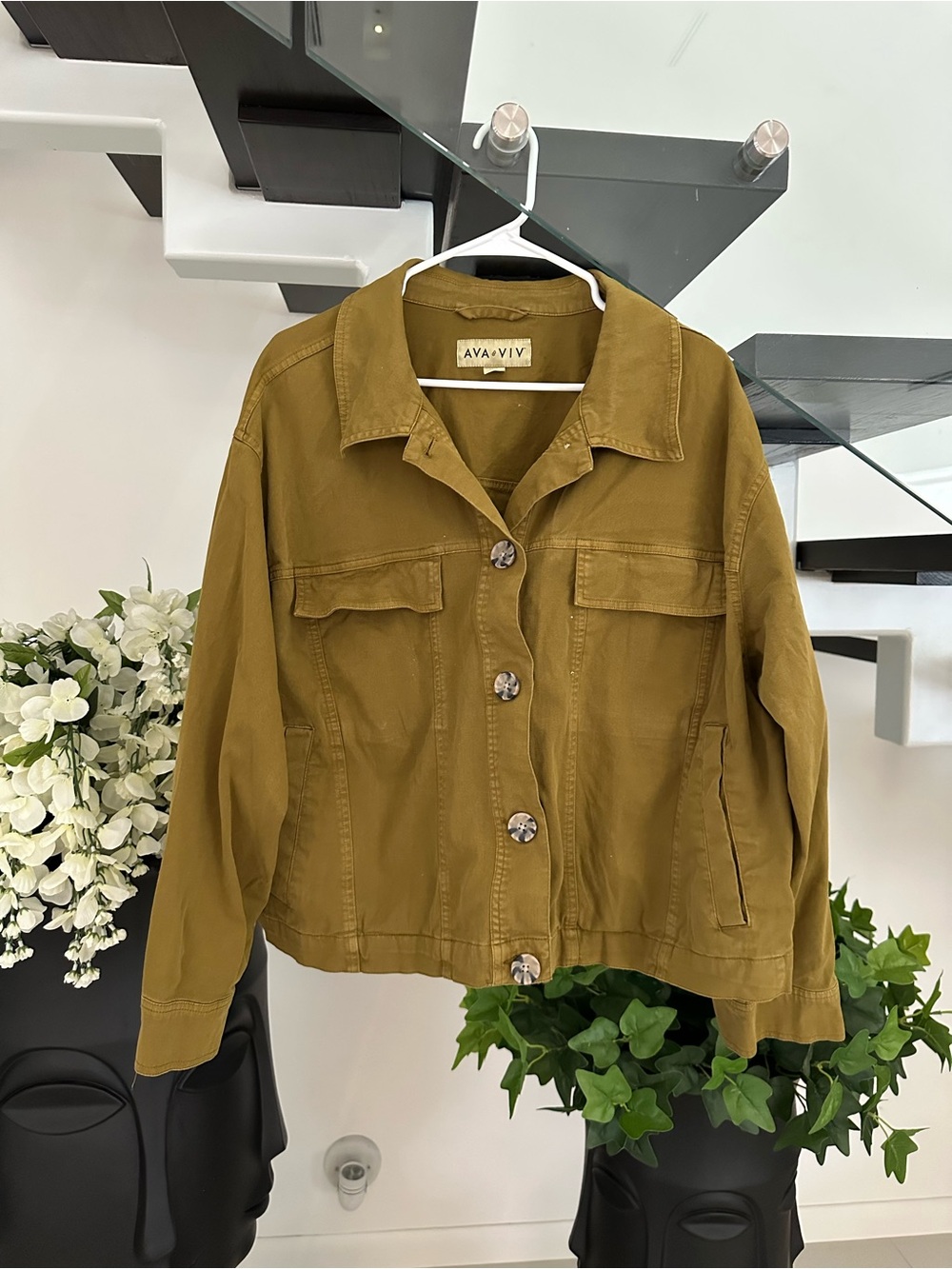 Ava & Viv Mustard Utility Jean Jacket - Women